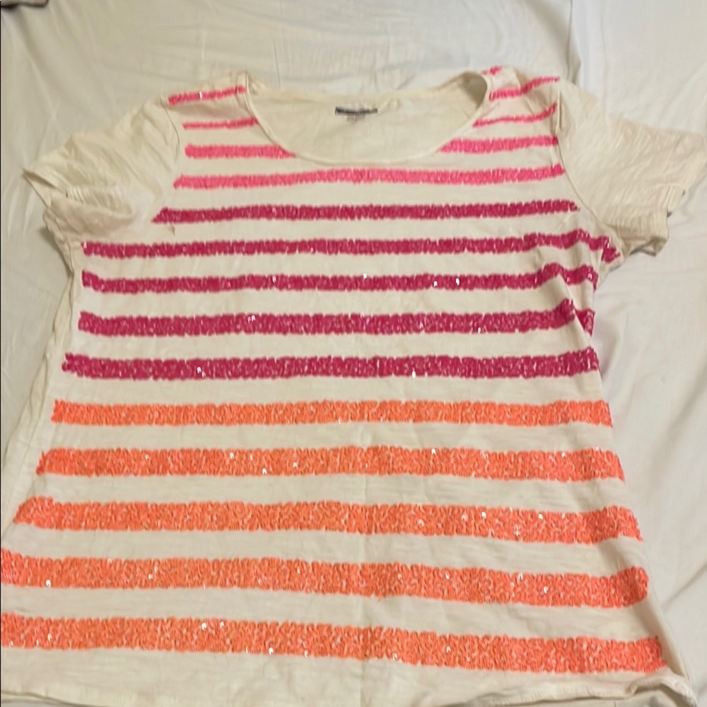 Women’s Striped Sequin T-Shirt 
Cold Water Creek. Size M